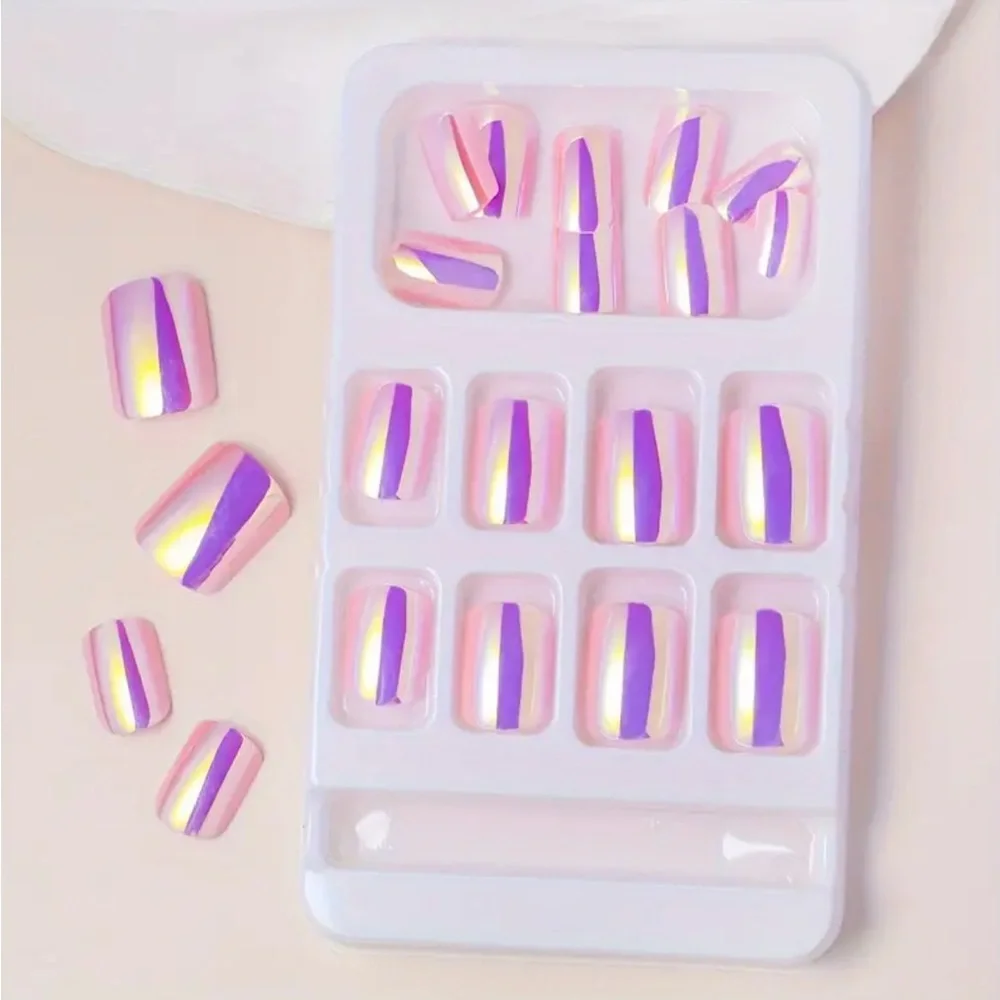 🎉 Host Pick 🎉 Glossy Purple Chrome Press On Nails - 24 Pieces